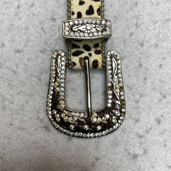 Christine Alexander Animal Print Western L Studded Belt with Crystal Buckle - Picture 3 of 6
